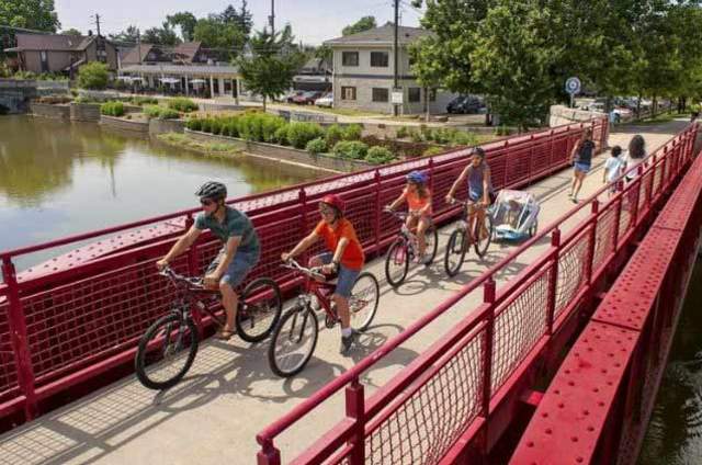 Biking on the Monon Trail in Broad Ripple