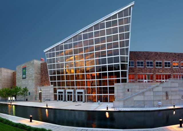 The stunning Indiana State Museum along the Central Canal