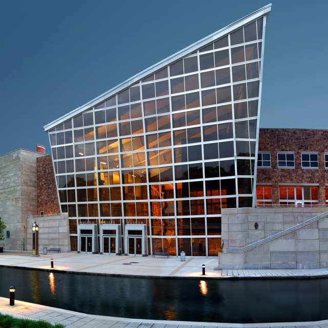 The stunning Indiana State Museum along the Central Canal