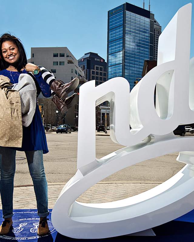 Share you Indy experiene by posing as "I" at an NDY sculpture