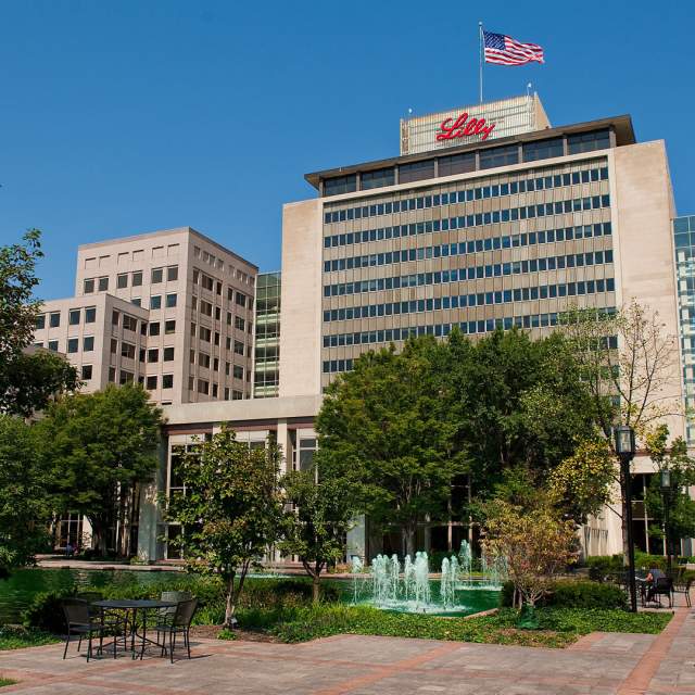 Eli Lilly & Co. headquarters are on the southern edge of downtown Indy