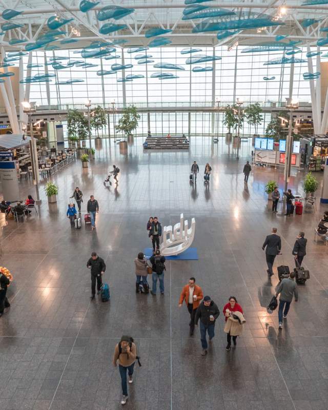 Welcoming visitors at the Indianapolis International Airport