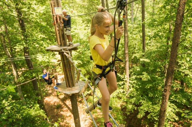 A Child On A Zipline At Go Ape! located in Eagle Creek Park