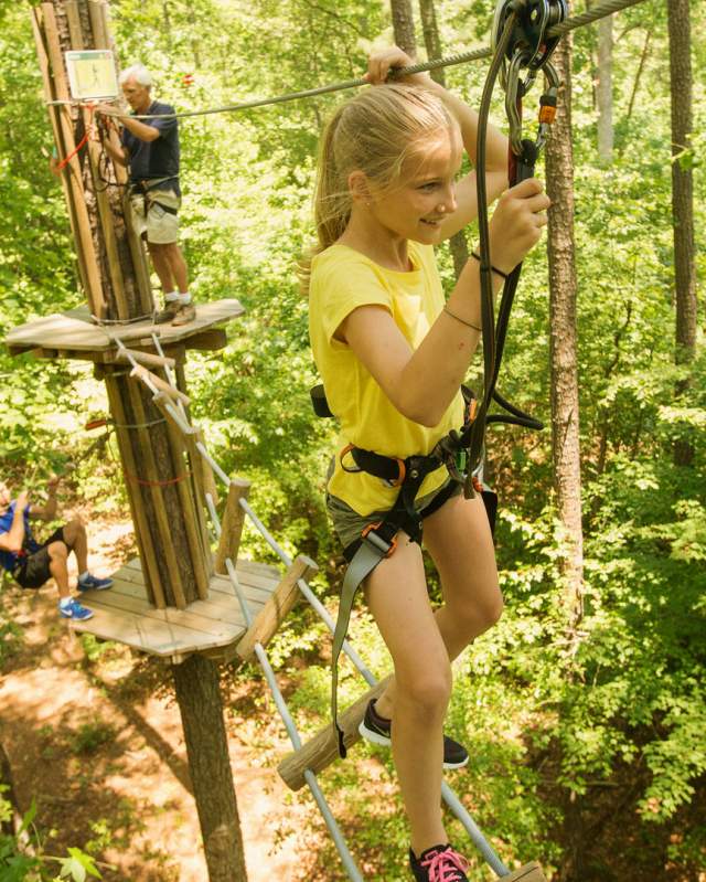 A Child On A Zipline At Go Ape! located in Eagle Creek Park