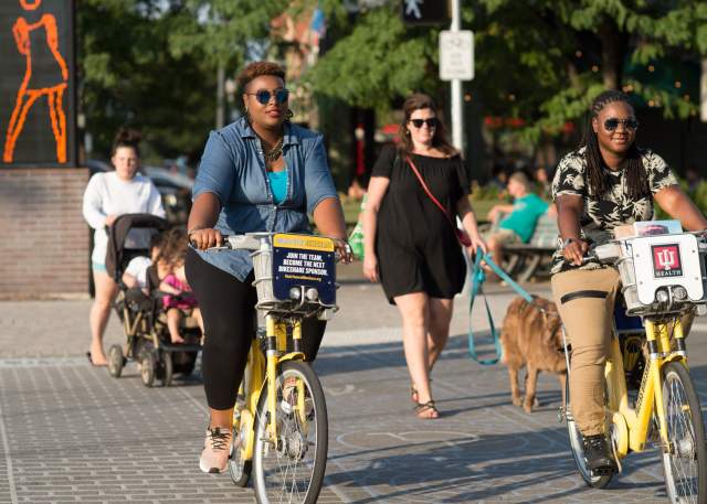 The Indianapolis Cultural Trail is a 10-mile biking and walking trail in the heart of Indy.