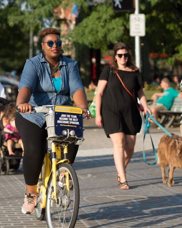 The Indianapolis Cultural Trail is a 10-mile biking and walking trail in the heart of Indy.