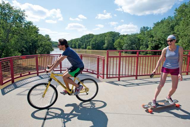 The Monon Trail is Indy's original greenway and a favorite for running and biking