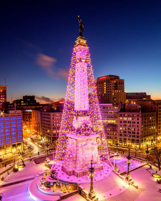 The holidays are bright during Circle of Lights on Monument Circle