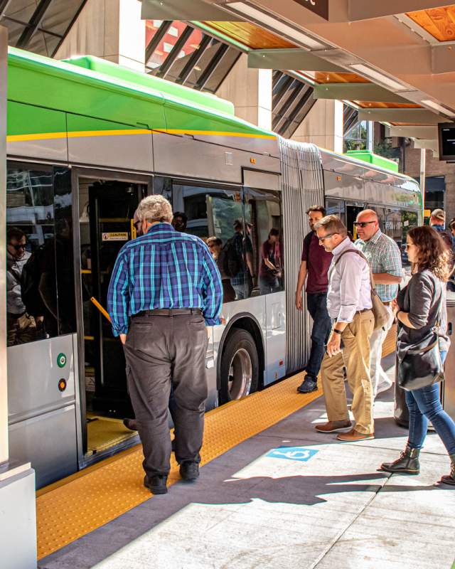 The Red Line Bus Rapid Transit line is available to travel from downtown to Broad Ripple, The Children's Museum, and more