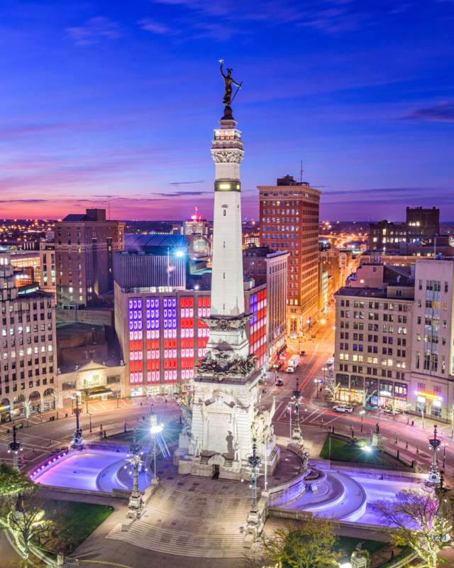 Monument Circle In The Heart of Indianapolis.