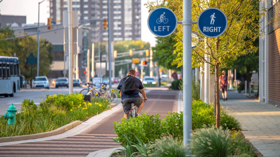 Man Biking Down Cultural Trail